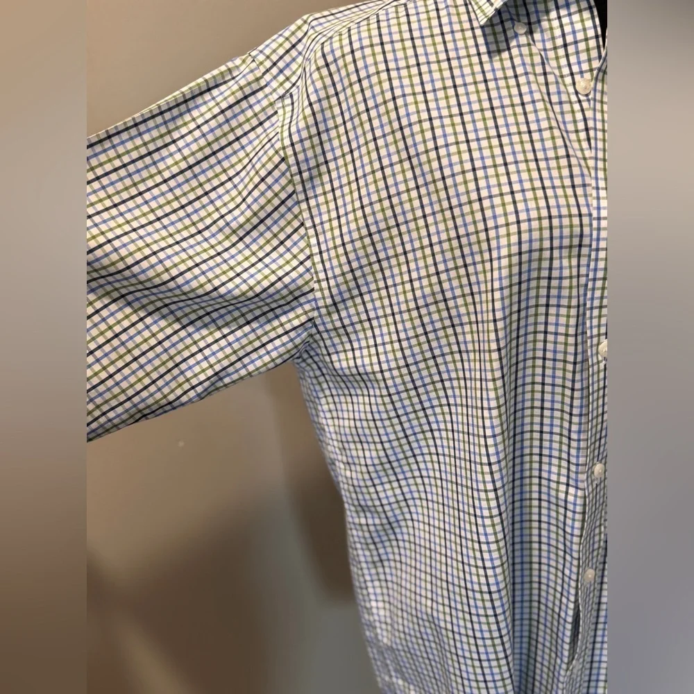 Ariat Men's Casual Blue‎ & Green Plaid Wrinkle Free size Medium Shirt Western
